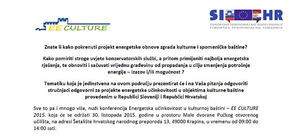 NAJAVA - Konferencija „Energetska učinkovitost u kulturnoj baštini“