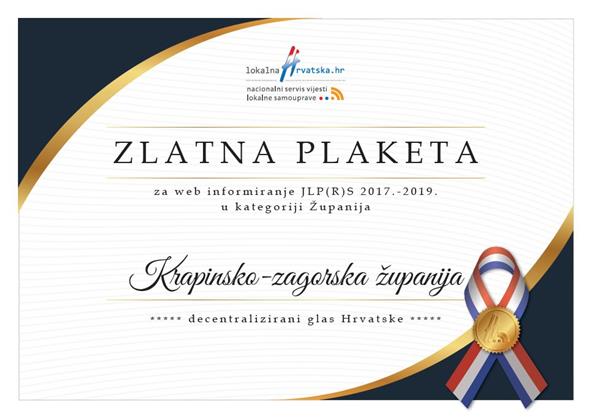 KZŽ DOBITNICA ZLATNE PLAKETE ZA INFORMIRANJE
